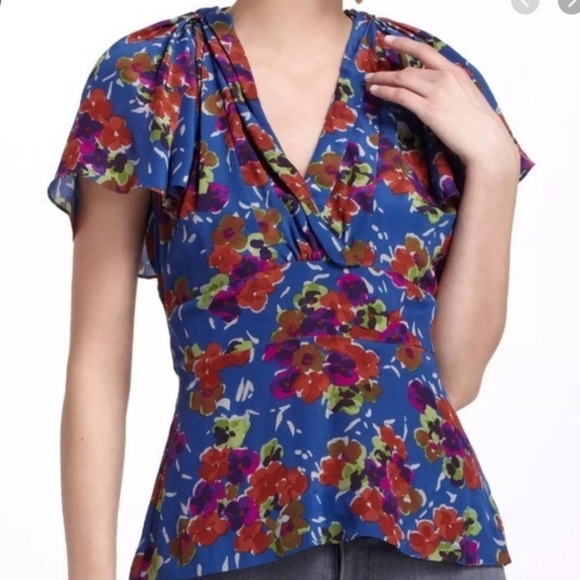 Anthropologie Tops - Anthropologie Girl From Savoy Silk Blouse Floral